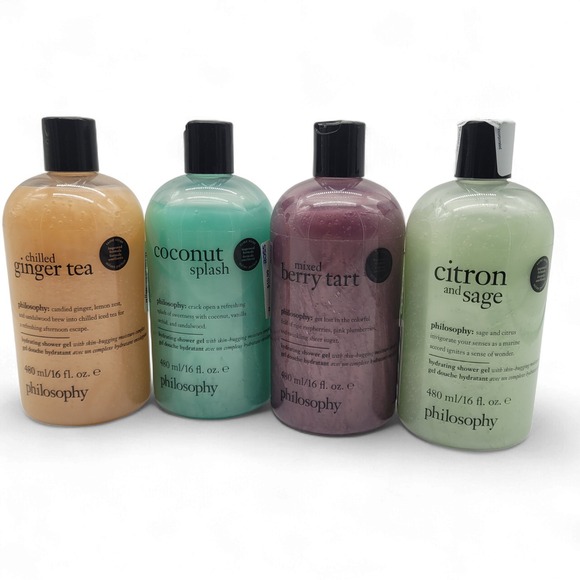 philosophy 4-Scent Shower Gel Set Citron‎ Sage Coconut Ginger Tea Berry Tart